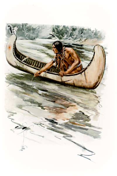 “At the stern sat Hiawatha, with his fishing-line of cedar”